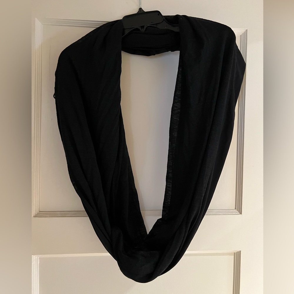 Black Infinity Scarf with Hidden Zipper Pocket